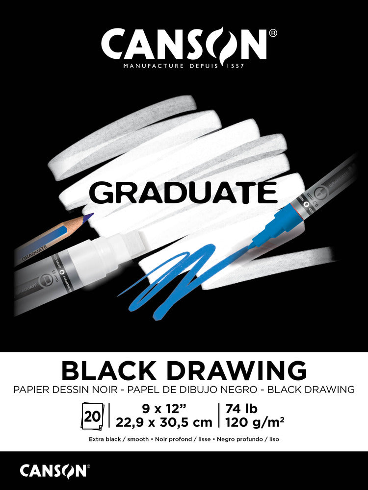 Canson Graduate Black Drawing Pad (9 x 12) 20 Sheets