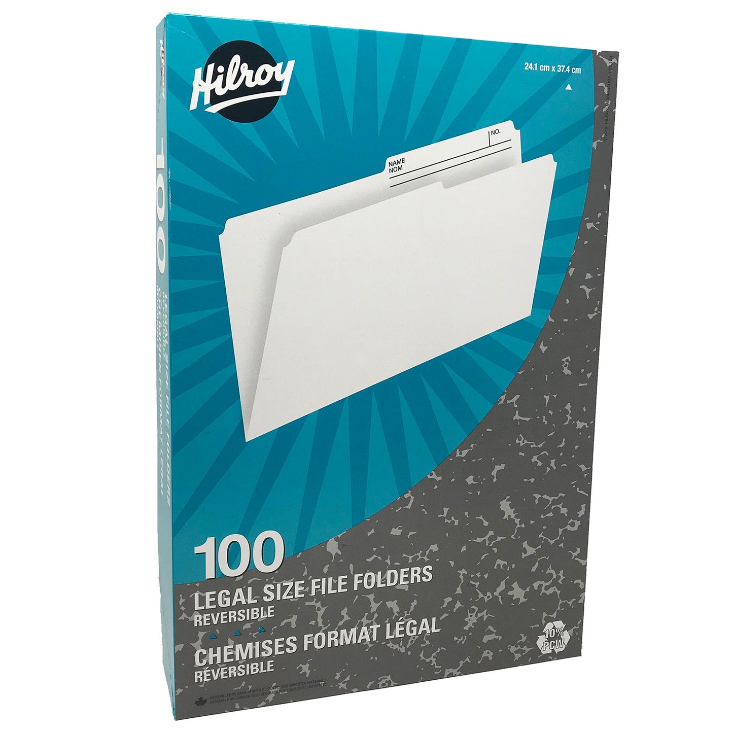 Hilroy File Folder Legal (1/2 Cut Tab) - Manila (100 pack) - ScholarsHub Canada