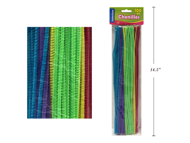12 Chenille's Pipe Cleaners, Bright Coolers - 100 Pack
