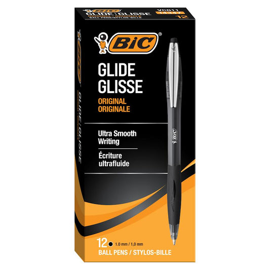 BIC Atlantis Glide Pens (black) - 12 pack