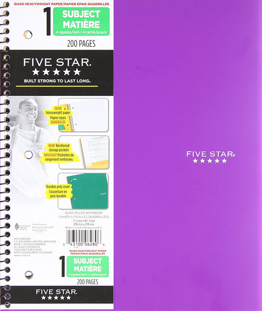 Five Star Coil Graph Notebook - 200 Pages - ScholarsHub Canada