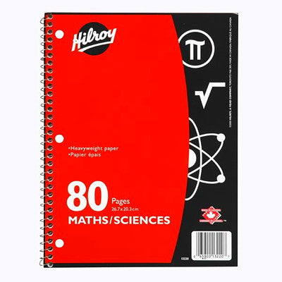 Hilroy Coil Maths & Sciences Notebook - 80 Pages - ScholarsHub Canada