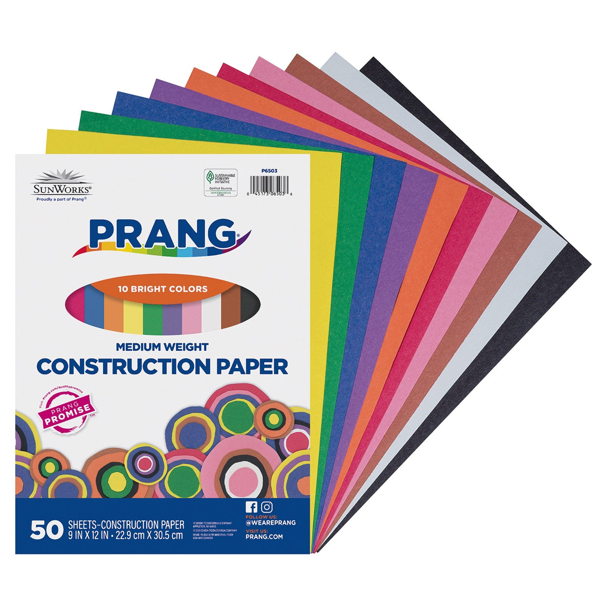 Prang Assorted Color Construction Paper (9 x 12 inches) - 50 sheets